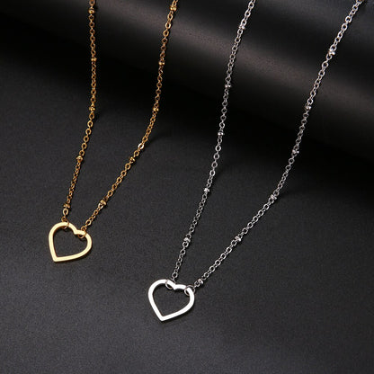 Sweet Cutout Love Heart Choker Necklace Statement Girlfriend Gift Cute Gold Color Stainless Steel Necklace Jewelry