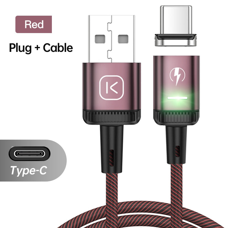 KUULAA-Cable USB magnético LED 3A de carga rápida tipo C, cargador magnético, Cable Micro USB para iPhone, xiaomi, poco y samsung