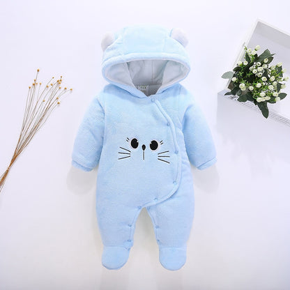 HH Baby Winter Warm Romper Newborn Girls Overall Flannel Boys Autumn Long Sleeve Jumpsuit Costume 3-12 Month Infant Bear Pajamas