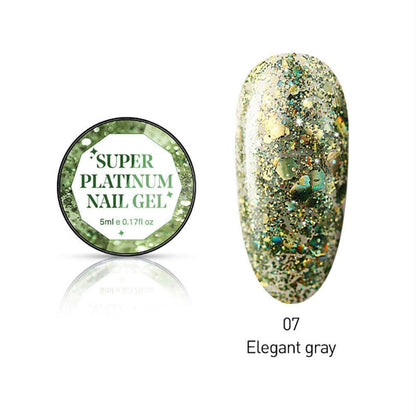 5ML Glitter Nail Gel Paint UV Varnish Semi-Permanent Base Manicure Primer Shimmer Diamond Shining Platinum Paint Nail Gel