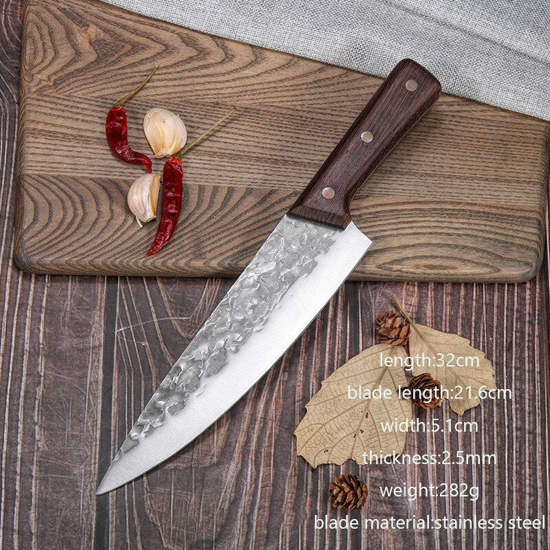 Forging Japanese Full Tang Handle Knife Handmade Steel Kitchen Boning Knives Chef Slicing Knife Santoku Cleaver Cutter