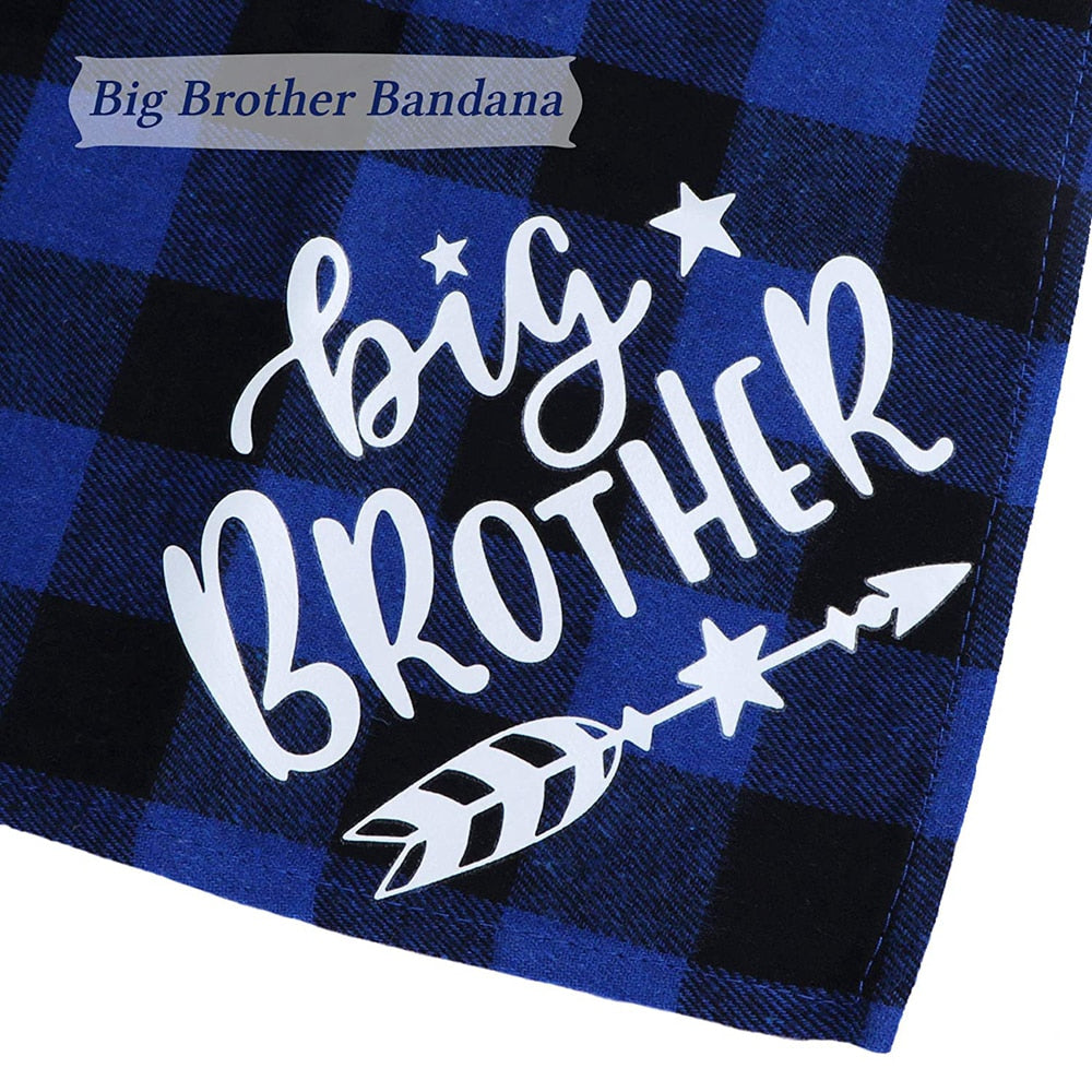 Big Brother Plaid Dog Bandana Pregnancy Announcement Dog Bandana Gender Reveal Photo Prop Pet Scarf Accessories Pet Scarves