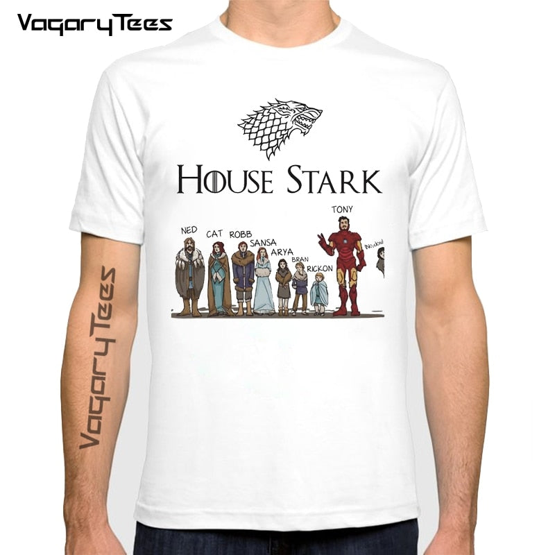 New House stark Print Casual Funny T shirt Summer man short sleeve tshirt men Funny Graphic T-shirt