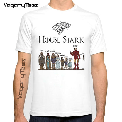 New House stark Print Casual Funny T shirt Summer man short sleeve tshirt men Funny Graphic T-shirt