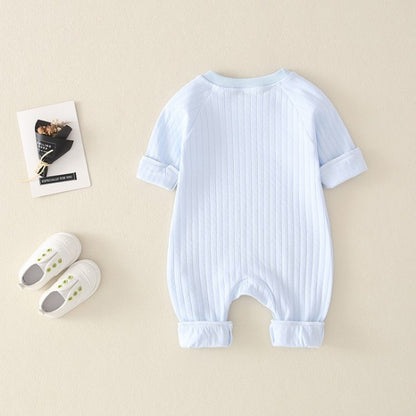 Newborn Infant Kid Baby Boy Girls Long Sleeve Romper Jumpsuit Clothes Outfits Warm Pure Color Cute Lovely Rainbow Clothing