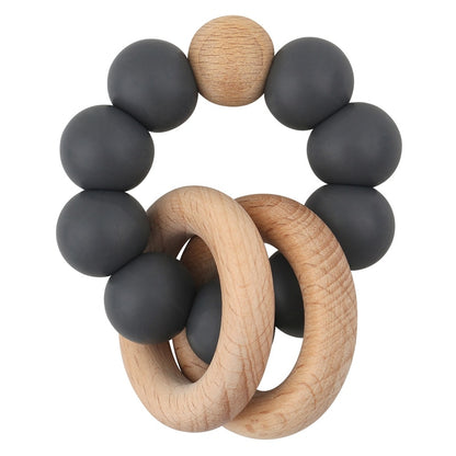 Baby Health Nursing Bracelets Teether Baby Toys Silicone Beads Wooden Ring Teething Wood Rattles Fidget Toys Newborn Accessories