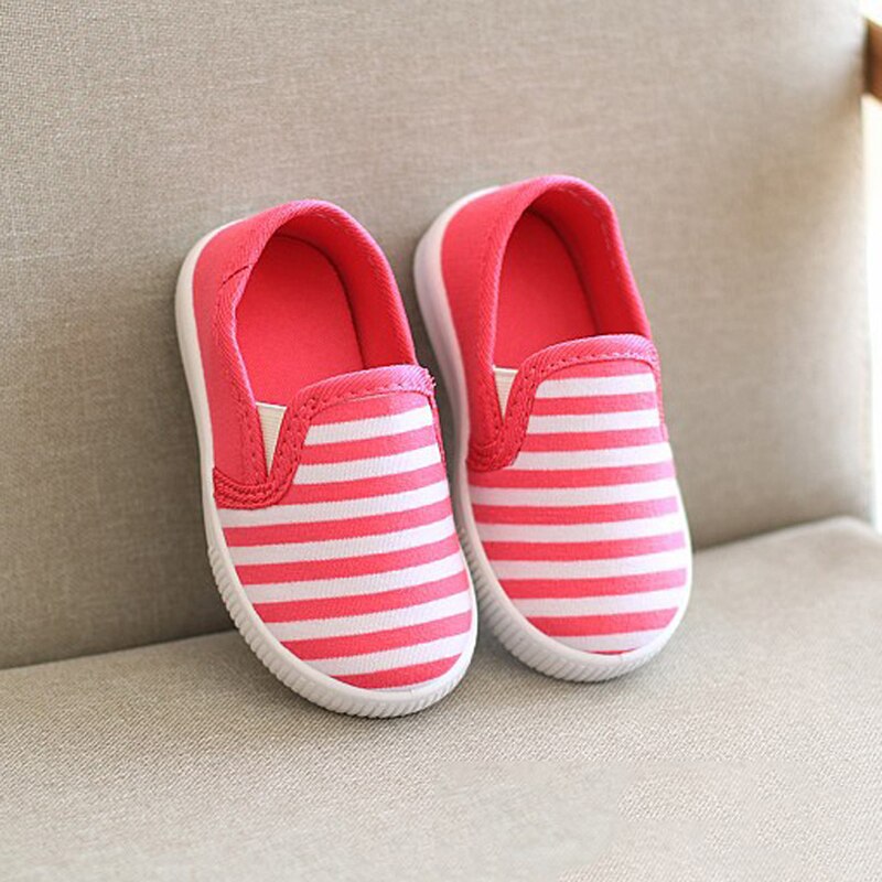 Stripe Kids Flats 2022 Autumn Soft Bottom Canvas Shoes Children Girls Boys Toddler Cloth Shoes For Infant Baby Size 18-23