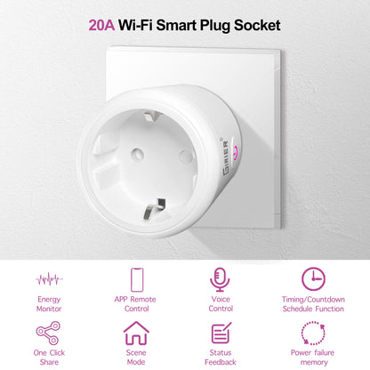 20A Tuya Wifi Smart Plug EU with Power Monitor Function Smart Life App Remote Control Socket Outlet Works with Alexa Google Home