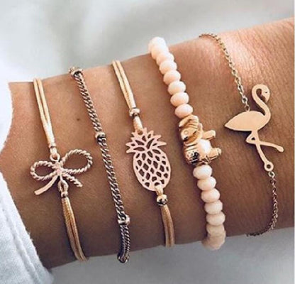 Boho Geometric Bracelet &amp; Bangle Sets For Women Vintage Star Map Hand Heart charm Beads Chains Fashion Jewelry Accessories
