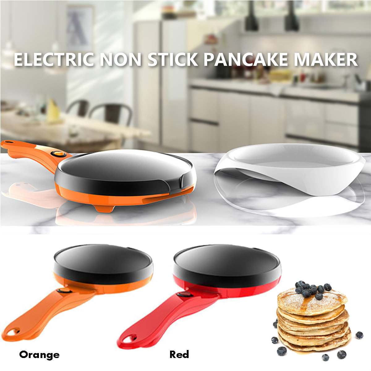 18cm Electric Crepe Maker Pizza Pancake Machine Non-Stick Griddle Baking Pan Cake Machine Kitchen Cooking Tools 110V US Plug