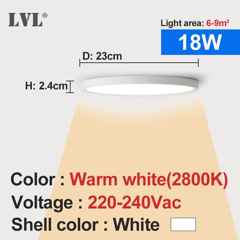 Modern LED Ceiling Light 12W 18W 24W 32W 220V 5000K Kitchen Bedroom Bathroom Lamps Ultrathin Ceiling Lamp