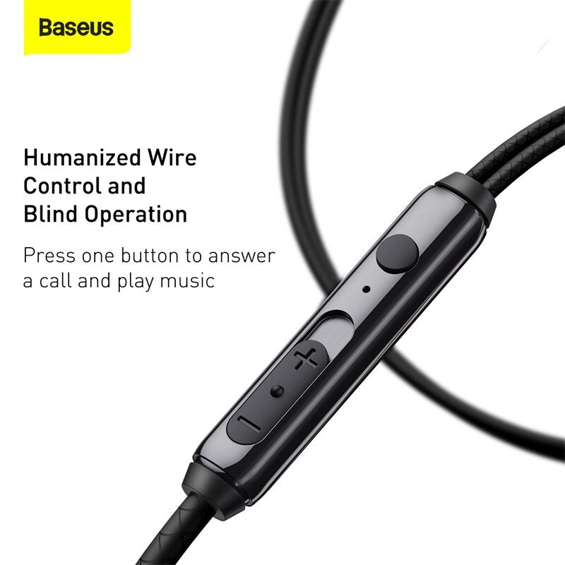 Baseus H19 Wired Earphones 6D Stereo Bass Headphone In-Ear 3.5mm Headset with MIC for Xiaomi Samsung Phones