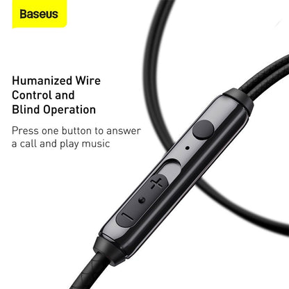Baseus H19 Wired Earphones 6D Stereo Bass Headphone In-Ear 3.5mm Headset with MIC for Xiaomi Samsung Phones