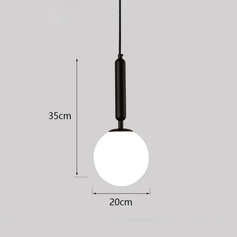 Nordic Led Pendant Lights Glass Ball for Bedroom Bar Pendente iluminação Black Gold Globe Hanglamp Modern Pendant Ceiling Lamp