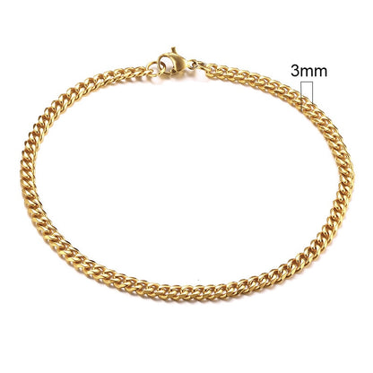 Vnox Mens Simple 3-11mm Stainless Steel Curb Cuban Link Chain Bracelets for Women Unisex Wrist Jewelry Gifts