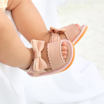 Baby Shoes Summer Baby Boy Girl Shoes Toddler Flats Sandals Soft Rubber Sole Anti-Slip Bowknot Crib First Walker Shoes