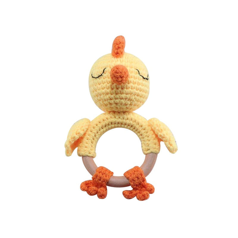 1Pc Baby Wooden Teether Crochet Giraffe Rattle Toy BPA Free Wood Rodent Rattle Baby Mobile Gym Custom logo Educational Toys