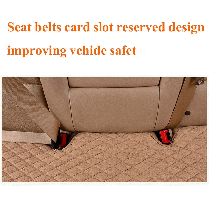 Flax Car Seat Cover Front Rear Linen Fabric Cushion Breathable Protector Mat Pad Universal Auto Interior Styling Truck SUV Van