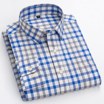 Men&#39;s Casual Plaid Shirt Comfortable Special Design Long Sleeve Easy-care Shirts High Quality 100% Cotton  Smart  Shirts