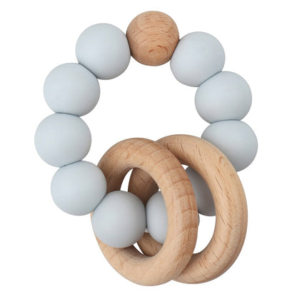 Baby Health Nursing Bracelets Teether Baby Toys Silicone Beads Wooden Ring Teething Wood Rattles Fidget Toys Newborn Accessories