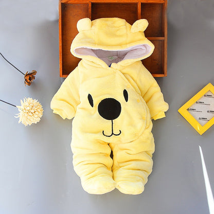 HH Baby Winter Warm Romper Newborn Girls Overall Flannel Boys Autumn Long Sleeve Jumpsuit Costume 3-12 Month Infant Bear Pajamas