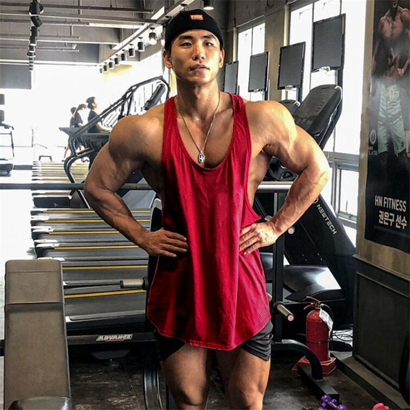 New Summer Brand Vest Mesh Gym Clothing Mens Tank Tops Sleeveless Shirt Bodybuilding Equipment Fitness Men&#39;s Stringer Tanktop