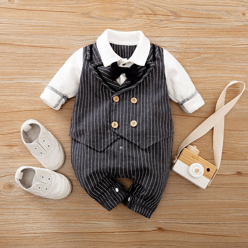 Newborn -2 Y Romper Gentleman Long Sleeve Outfits Cotton Baby Boy Clothes Toddler Costume Jumpsuits For 0-24M birthday party