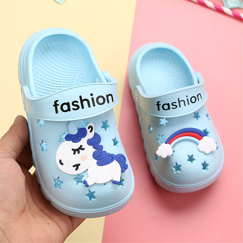 Unicorn Slippers for Boy Girl Rainbow Shoes 2019 Summer Toddler Animal Kids Outdoor Baby Slippers PVC Cartoon Kids Slippers