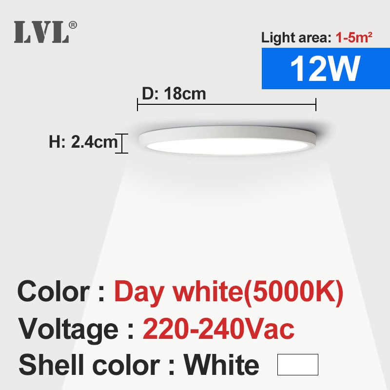 Modern LED Ceiling Light 12W 18W 24W 32W 220V 5000K Kitchen Bedroom Bathroom Lamps Ultrathin Ceiling Lamp