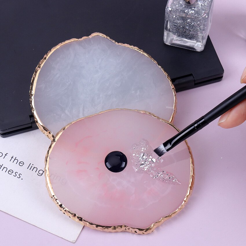 1PC Round Resin Agate Stone Nail Color Palette Art Nails Gel Polish Pallet Mixing Drawing Paint Plate Manicure Display Shelf