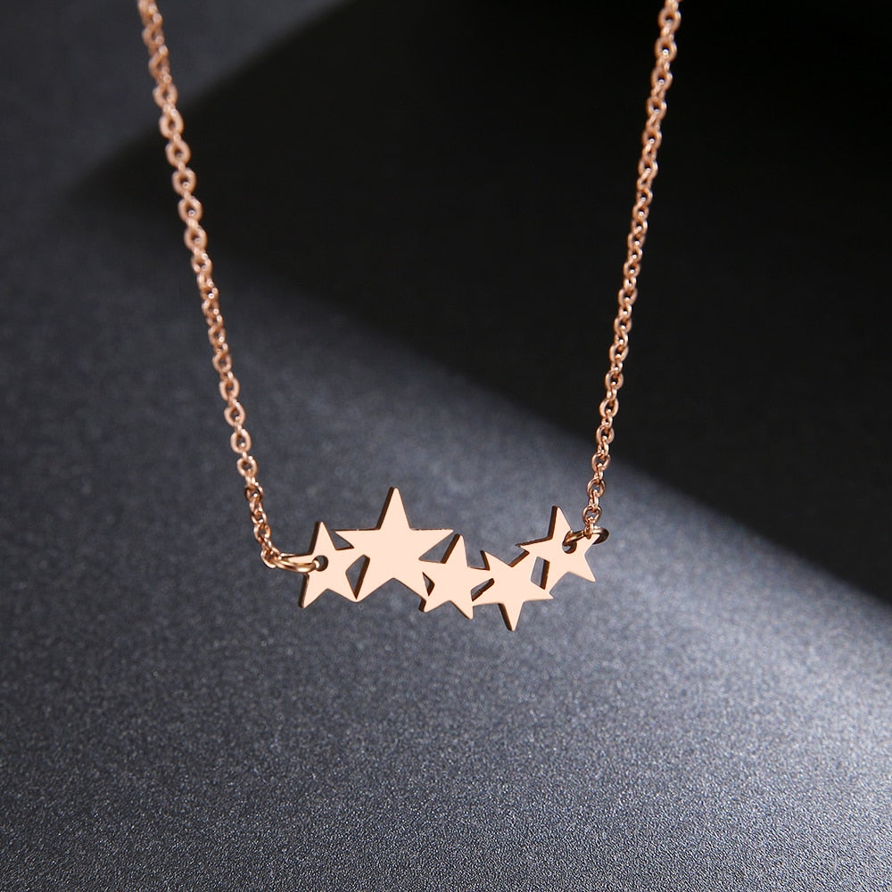 DOTIFI Stainless Steel Necklace For Women Lover&#39;s Gold/Rose Gold Color Pentacle Pentagram Pendant Necklace Engagement Jewelry