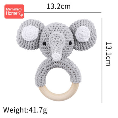 1Pc Baby Wooden Teether Crochet Giraffe Rattle Toy BPA Free Wood Rodent Rattle Baby Mobile Gym Custom logo Educational Toys