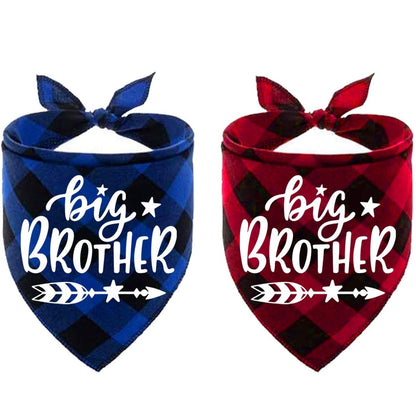 Big Brother Plaid Dog Bandana Pregnancy Announcement Dog Bandana Gender Reveal Photo Prop Pet Scarf Accessories Pet Scarves