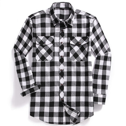 2022 New Men Casual Plaid Flannel Shirt Long-Sleeved Chest Two Pocket Design Fashion Printed-Button (USA SIZE S M L XL 2XL)