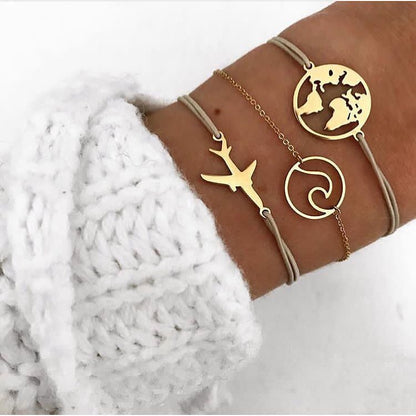Boho Geometric Bracelet &amp; Bangle Sets For Women Vintage Star Map Hand Heart charm Beads Chains Fashion Jewelry Accessories