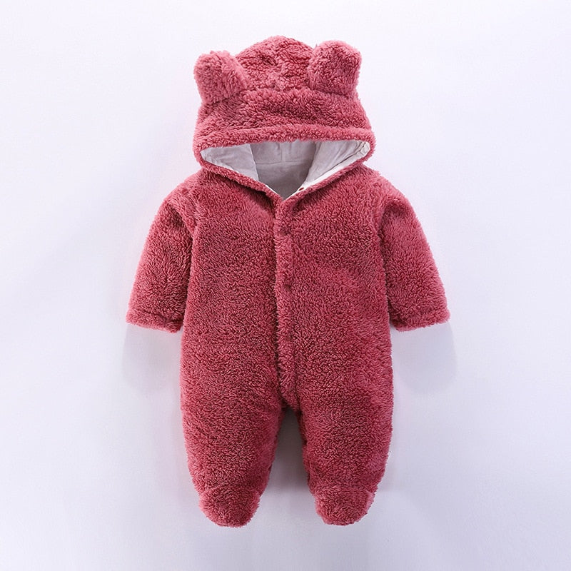 HH Baby Winter Warm Romper Newborn Girls Overall Flannel Boys Autumn Long Sleeve Jumpsuit Costume 3-12 Month Infant Bear Pajamas