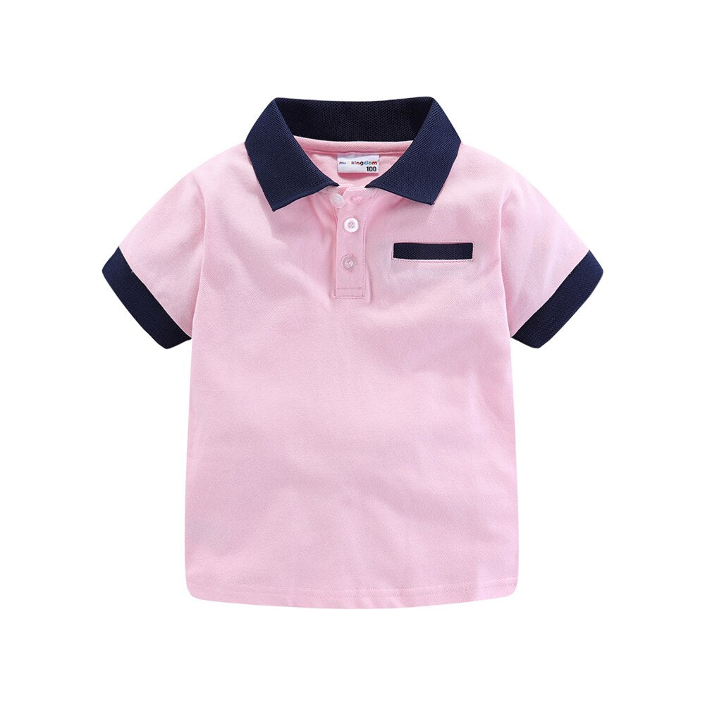 Mudkingdom Fashion Boys Polo Shirts Solid Cotton Car Lapel Short Sleeve Little Boy Clothes Casual Toddler Summer Tops Kids Wear