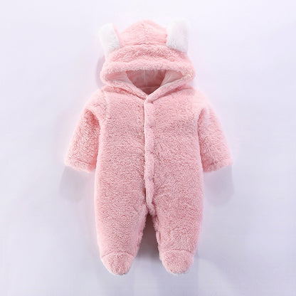 HH Baby Winter Warm Romper Newborn Girls Overall Flannel Boys Autumn Long Sleeve Jumpsuit Costume 3-12 Month Infant Bear Pajamas