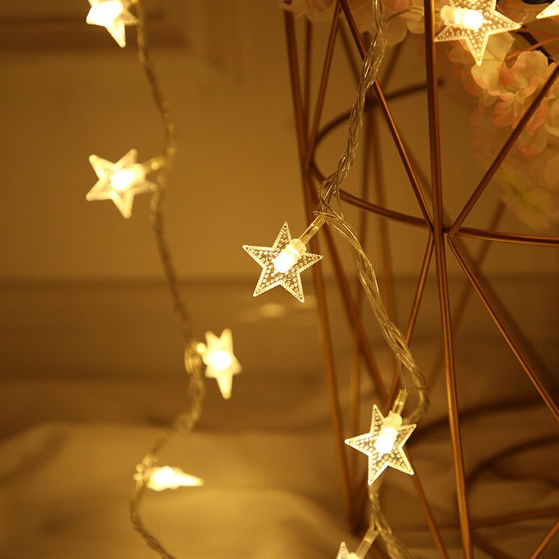 10/20 LED Star Fairy Lights Garland Battery Operated Star Twinkle String Light Copper Wire Lighting Wedding Christmas Decoration