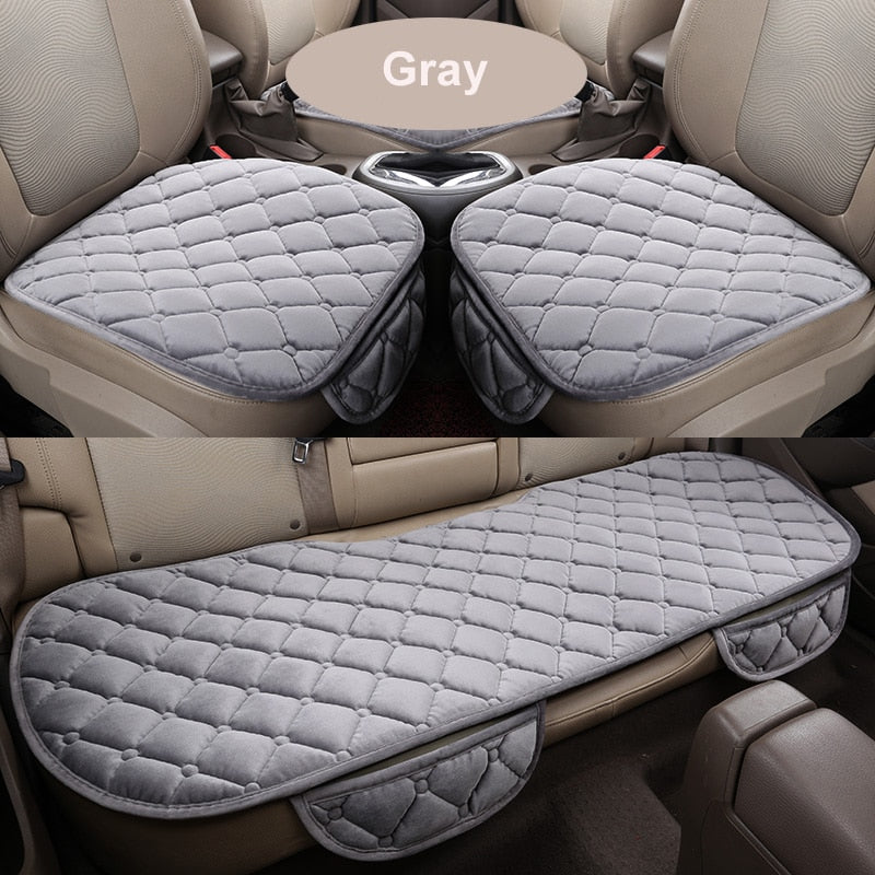 Car Seat Cover Car Accessory Front Rear Flocking Cloth Winter Warm Cushion Breathable Protector Mat Pad Universal Auto Interior