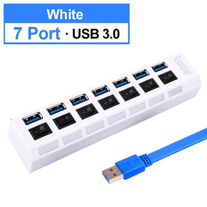 USB HUB 3.0 2.0 Multi 4 7 USB Port Splitter With Power Adapter For PC Computer Notebook Laptops Accessories Multiple Usb Hab