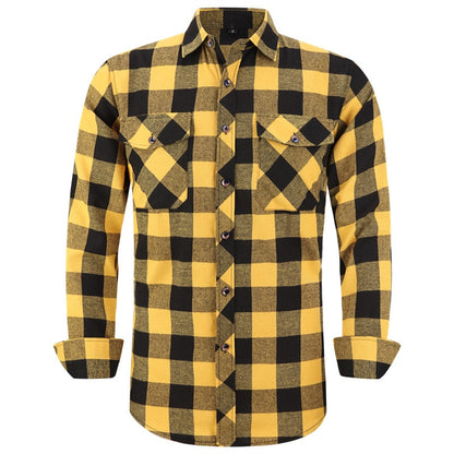 2022 New Men&#39;s Plaid Flannel Shirt Spring Autumn Male Regular Fit Casual Long-Sleeved Shirts For (USA SIZE S M L XL 2XL)