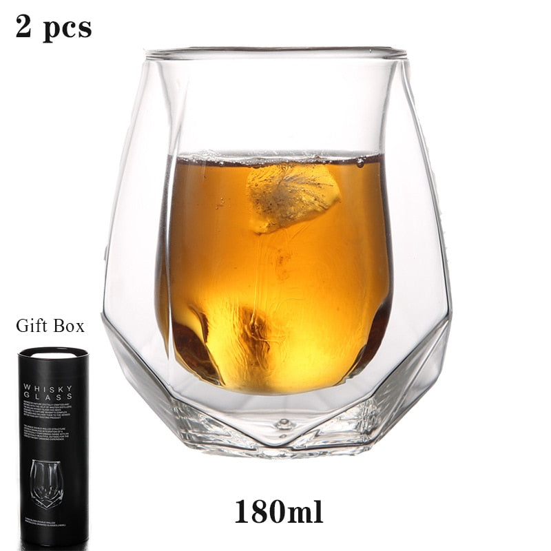 Whiskey Glass Double WineBar Tequila Beer Home Kitchen Drinking Tea Cup Party Glass Glass Cup Set