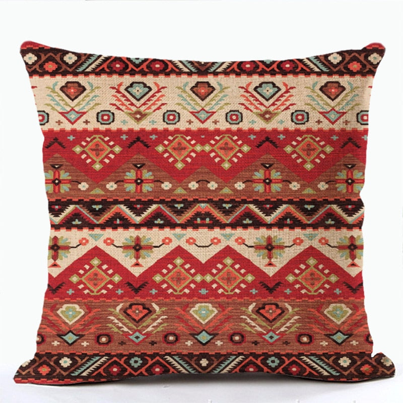 Bohemian Patterns Linen Cushions Case Multicolors Abstract Ethnic Geometry Print Decorative Pillows Case Living Room Sofa Pillow