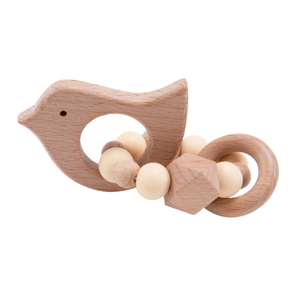 Wooden Toys Baby Animals Bracelets Beech Teether Silicone Beads Teething Wood Rattles Toys Infant Nursing Gift For Newborn