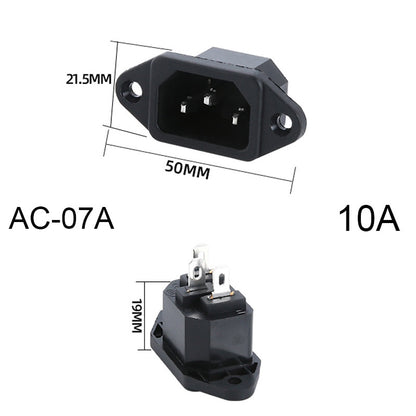 2 3 Pin IEC320 C14 Electrical Power Socket LED 250V Rocker Switch Brass 10A C6 Fuse Inlet Plug Connector Computer Mount Outlet