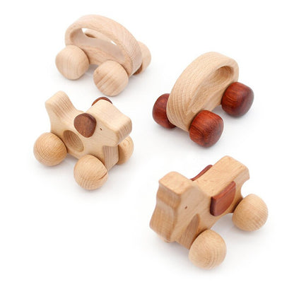 Organic Baby Teething Product Beech Wooden Rattle Car Teether DIY Wood Teether Pendent Eco-Friendly Safe Baby Teething Chew Toys
