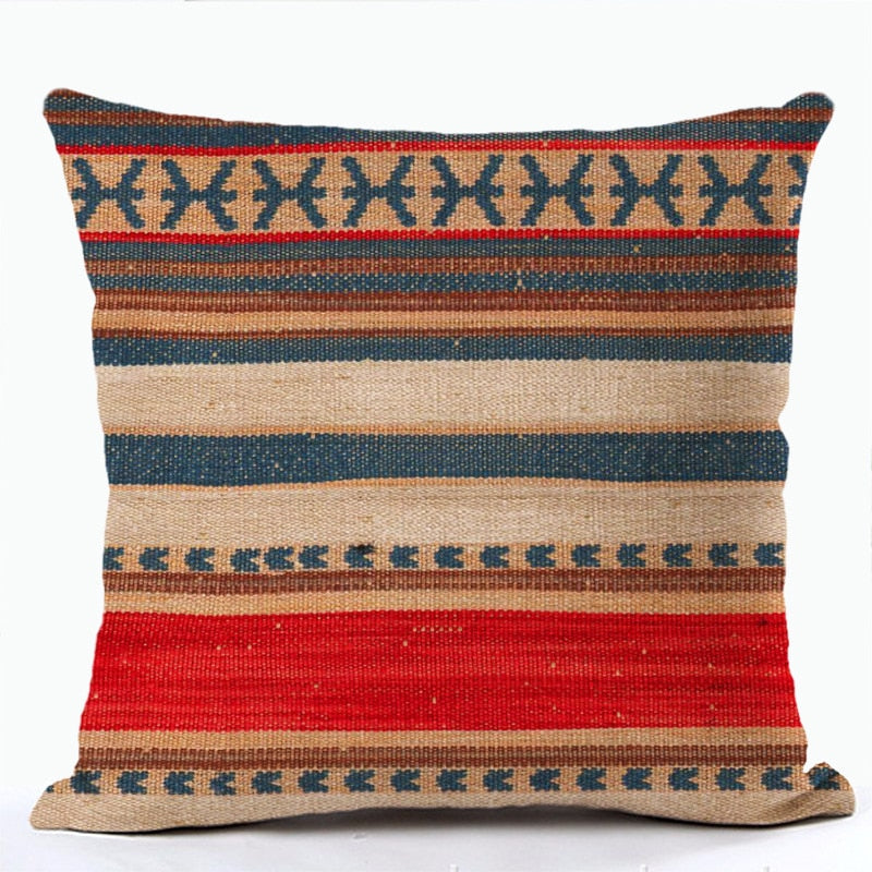 Bohemian Patterns Linen Cushions Case Multicolors Abstract Ethnic Geometry Print Decorative Pillows Case Living Room Sofa Pillow