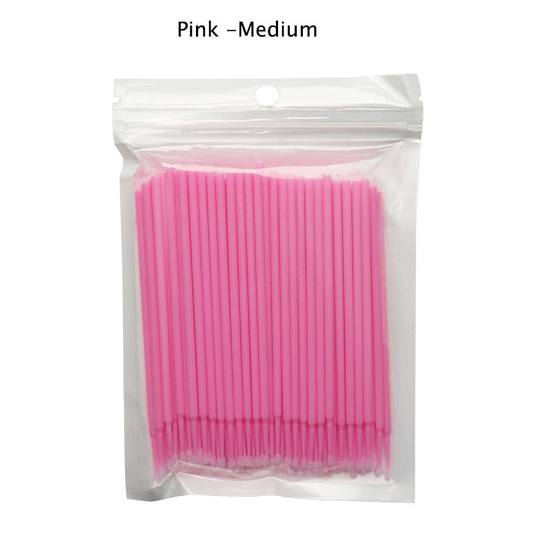 100pcs/Pack Micro Brushes Disposable Microbrush Applicators Eyelash Extensions Eyelash Glue Cleaning Brush for Eyelash Makeup