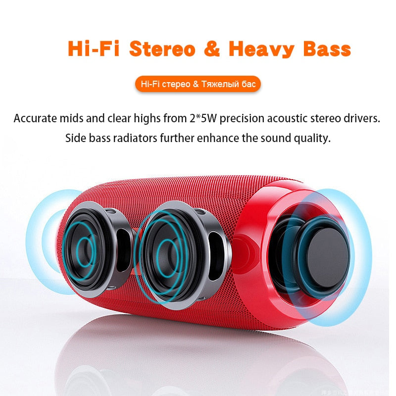 Portable Bluetooth Speaker Wireless Bass Subwoofer Waterproof Outdoor Speakers Boombox AUX TF USB  Stereo Loudspeaker Music Box
